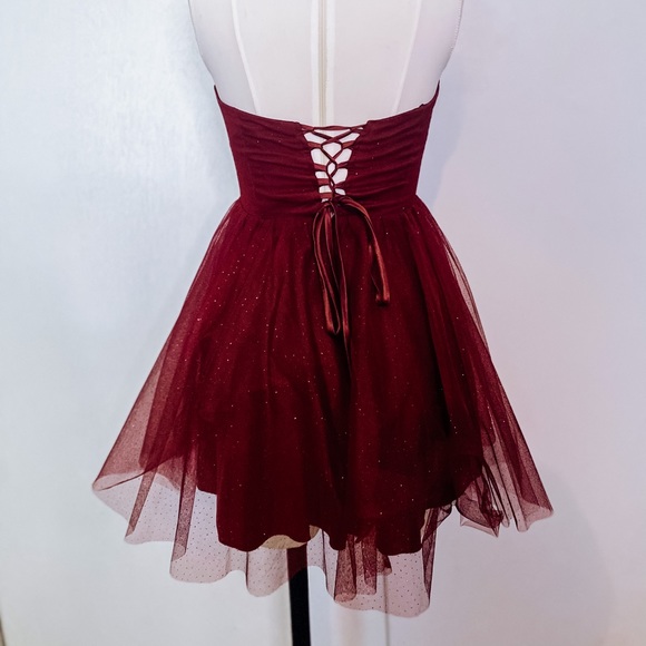 Speechless Burgundy Strapless Formal Mini Dress - Picture 2 of 5
